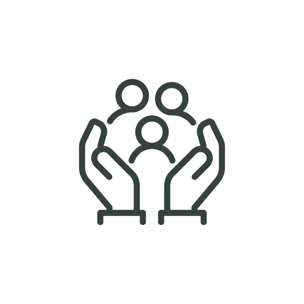 Thin Outline Icon Two Hands Holding or Hugging Group People Symbol or Family Line Sign Group Life Insurance, Caring Hands Family Medicine Vector Isolated Pictogram on White Background Editable Stroke Thin Outline Icon Two Hands Holding or Hugging Group People Symbol